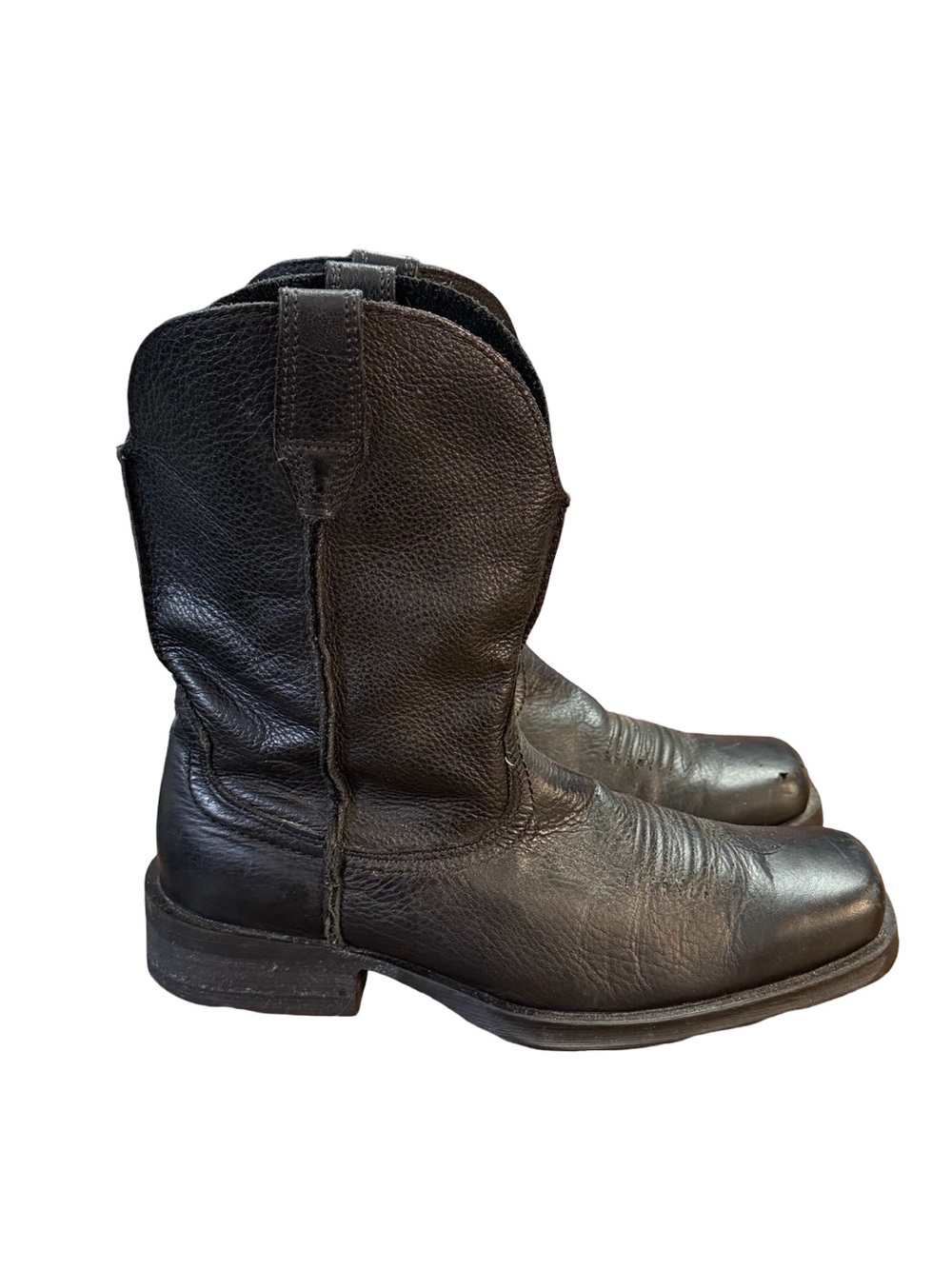 Ariat Black Textured Leather Western Boots Square Toe Work Cowboy Men’s Size 10